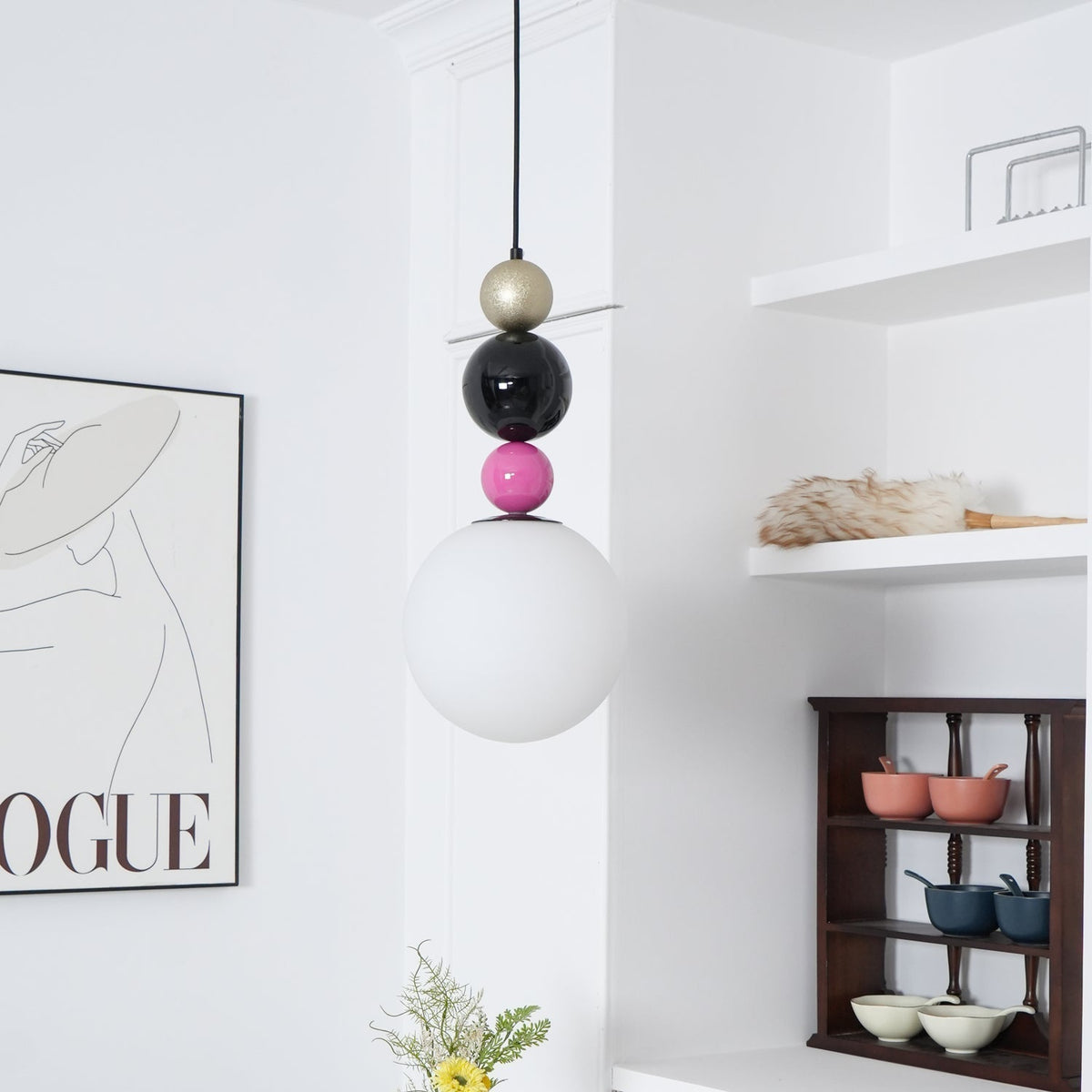 Eshaisra Nordic Art Rond Billes Empilage Verre Pendentif Lampe - Neutralighting