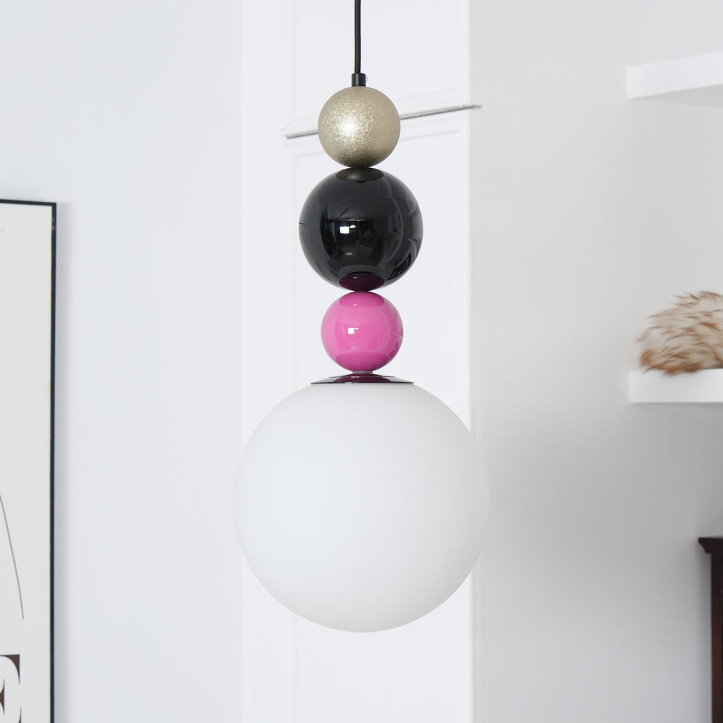 Eshaisra Nordic Art Rond Billes Empilage Verre Pendentif Lampe - Neutralighting