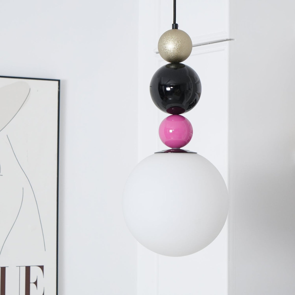 Eshaisra Nordic Art Rond Billes Empilage Verre Pendentif Lampe - Neutralighting