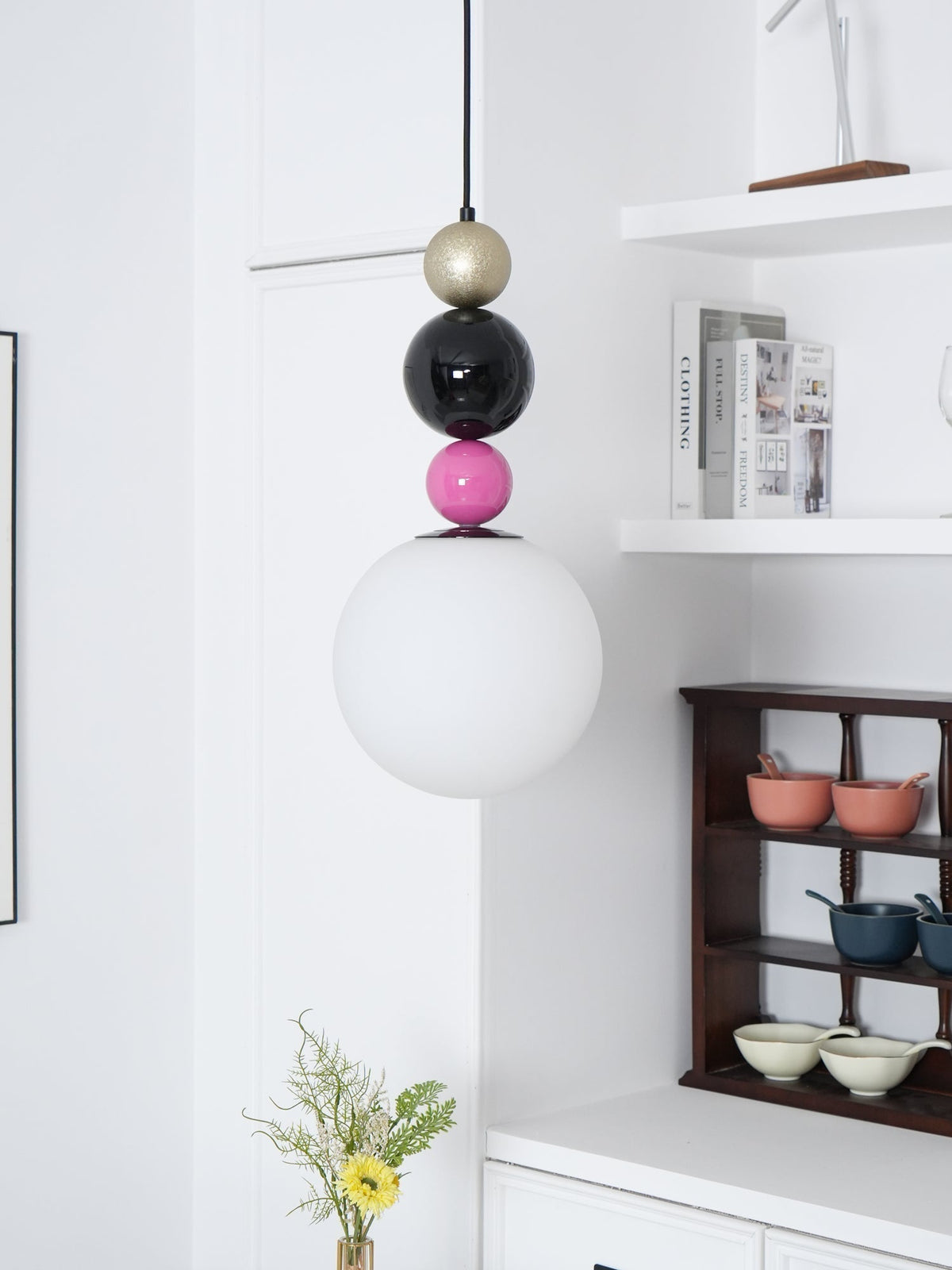 Eshaisra Nordic Art Rond Billes Empilage Verre Pendentif Lampe - Neutralighting