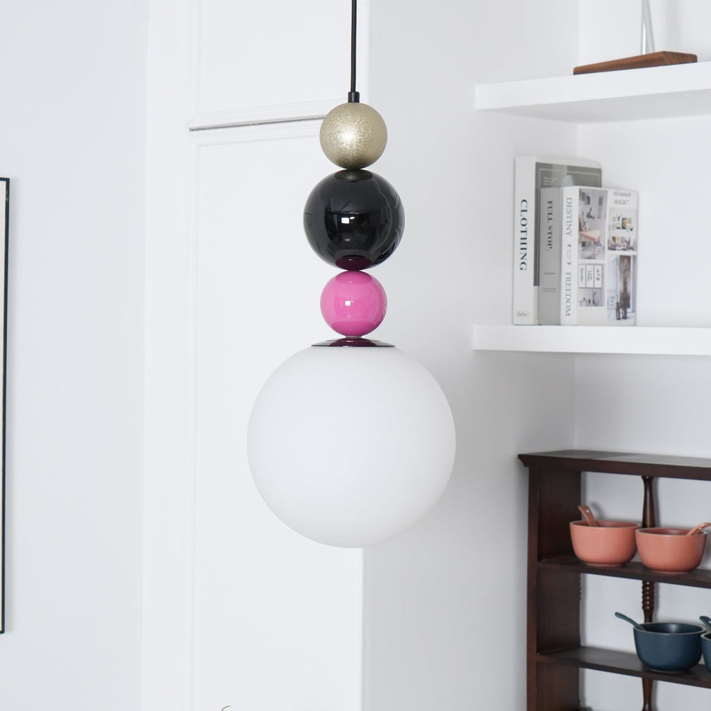 Eshaisra Nordic Art Rond Billes Empilage Verre Pendentif Lampe - Neutralighting