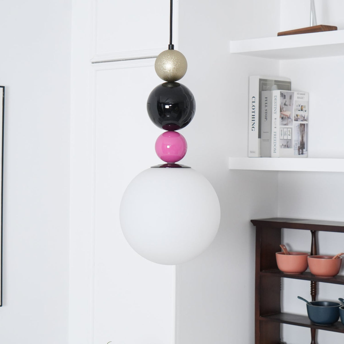 Eshaisra Nordic Art Rond Billes Empilage Verre Pendentif Lampe - Neutralighting