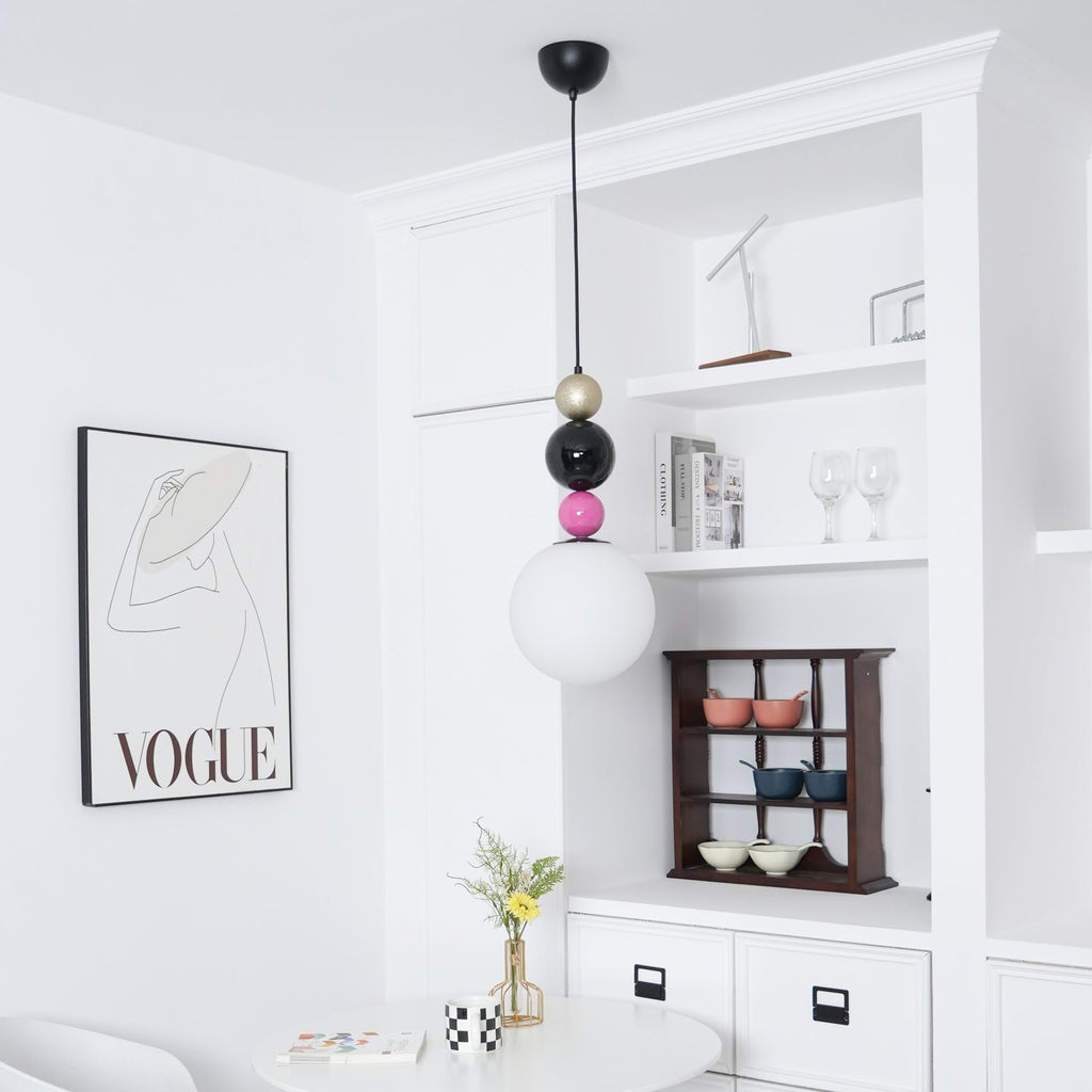 Eshaisra Nordic Art Rond Billes Empilage Verre Pendentif Lampe - Neutralighting