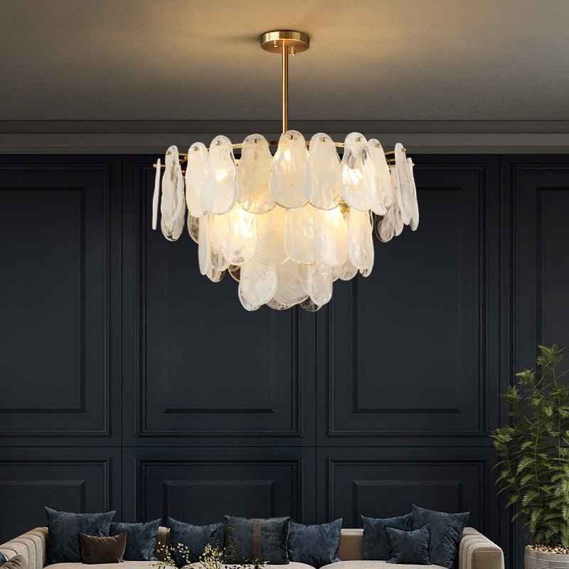 Zosolia Lustre Rond en Verre Nuageux de Luxe - Neutralighting