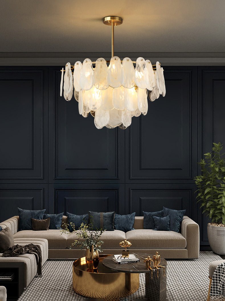 Zosolia Lustre Rond en Verre Nuageux de Luxe - Neutralighting
