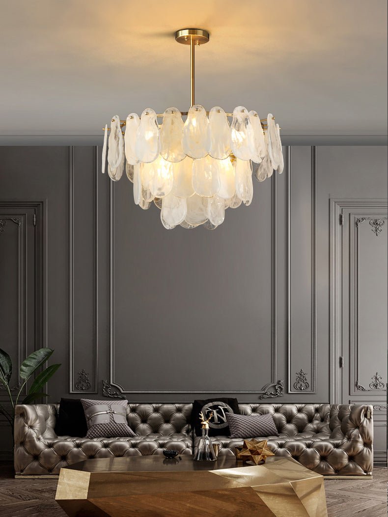 Zosolia Lustre Rond en Verre Nuageux de Luxe - Neutralighting