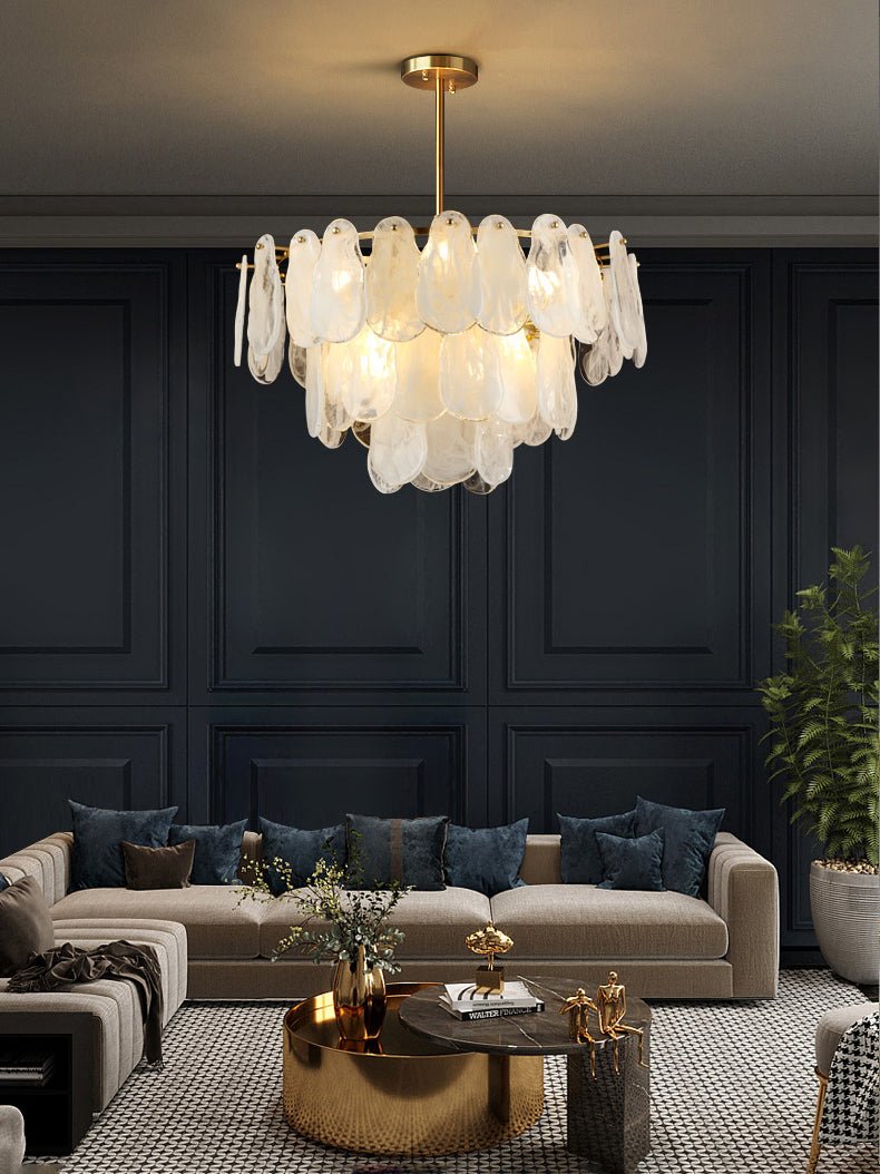 Zosolia Lustre Rond en Verre Nuageux de Luxe - Neutralighting