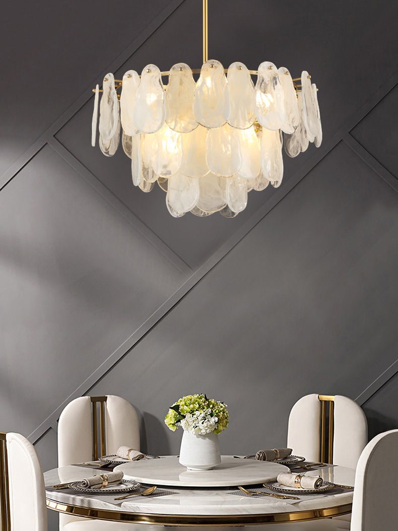 Zosolia Lustre Rond en Verre Nuageux de Luxe - Neutralighting