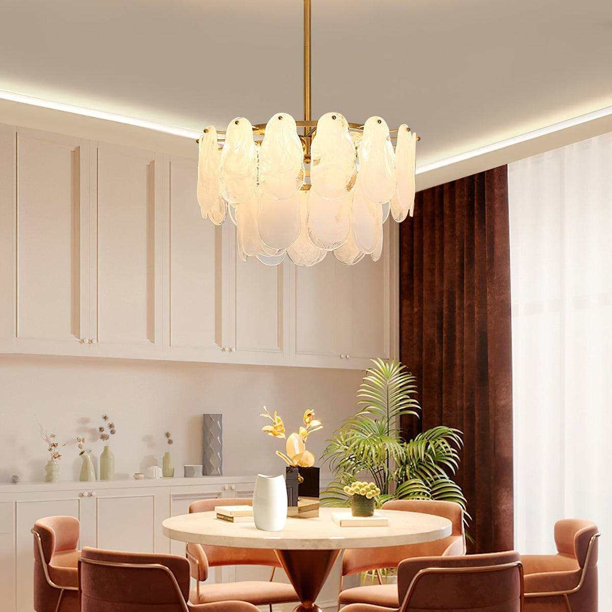 Zosolia Lustre Rond en Verre Nuageux de Luxe - Neutralighting