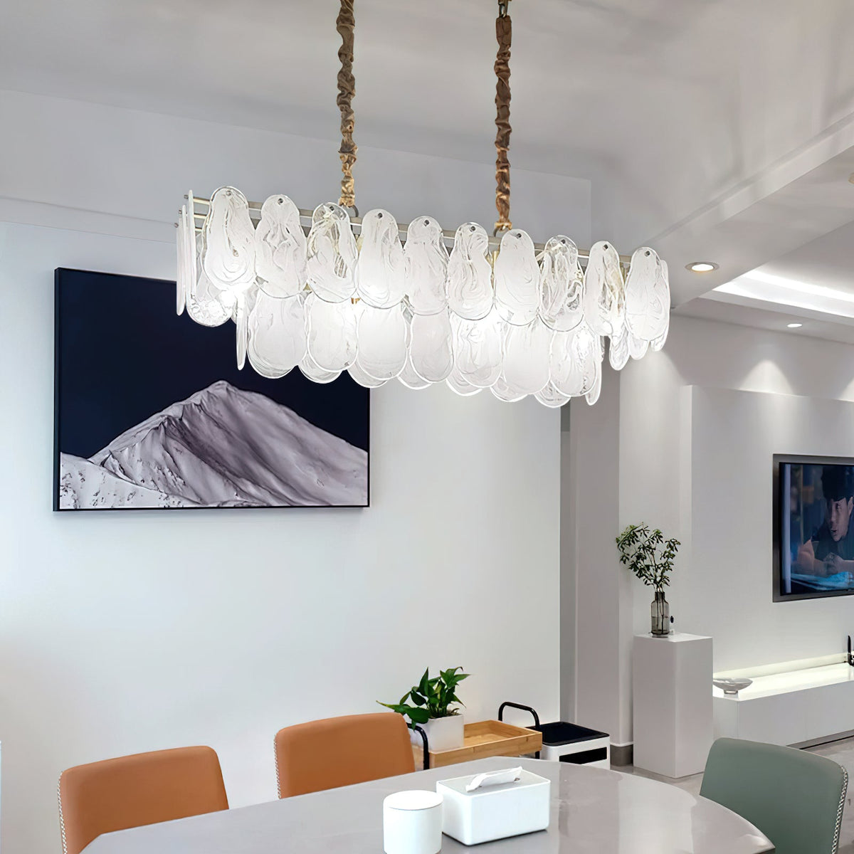 Zosolia Lustre Rond en Verre Nuageux de Luxe - Neutralighting