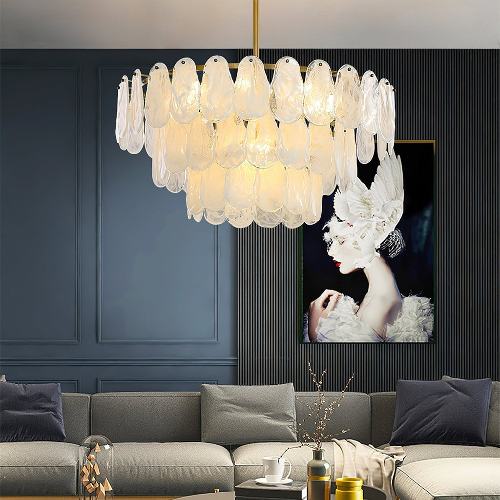 Zosolia Lustre Rond en Verre Nuageux de Luxe - Neutralighting