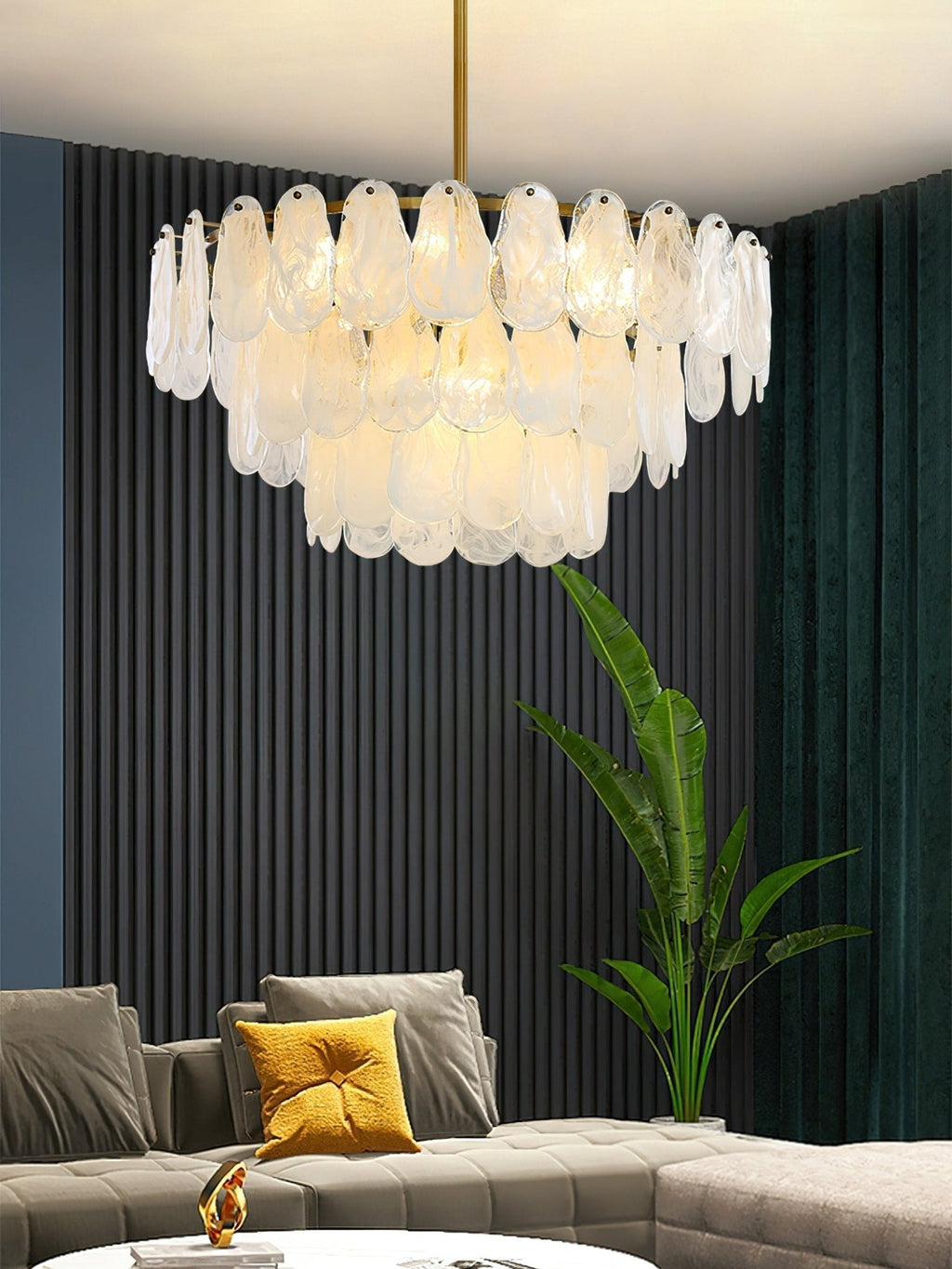 Zosolia Lustre Rond en Verre Nuageux de Luxe - Neutralighting