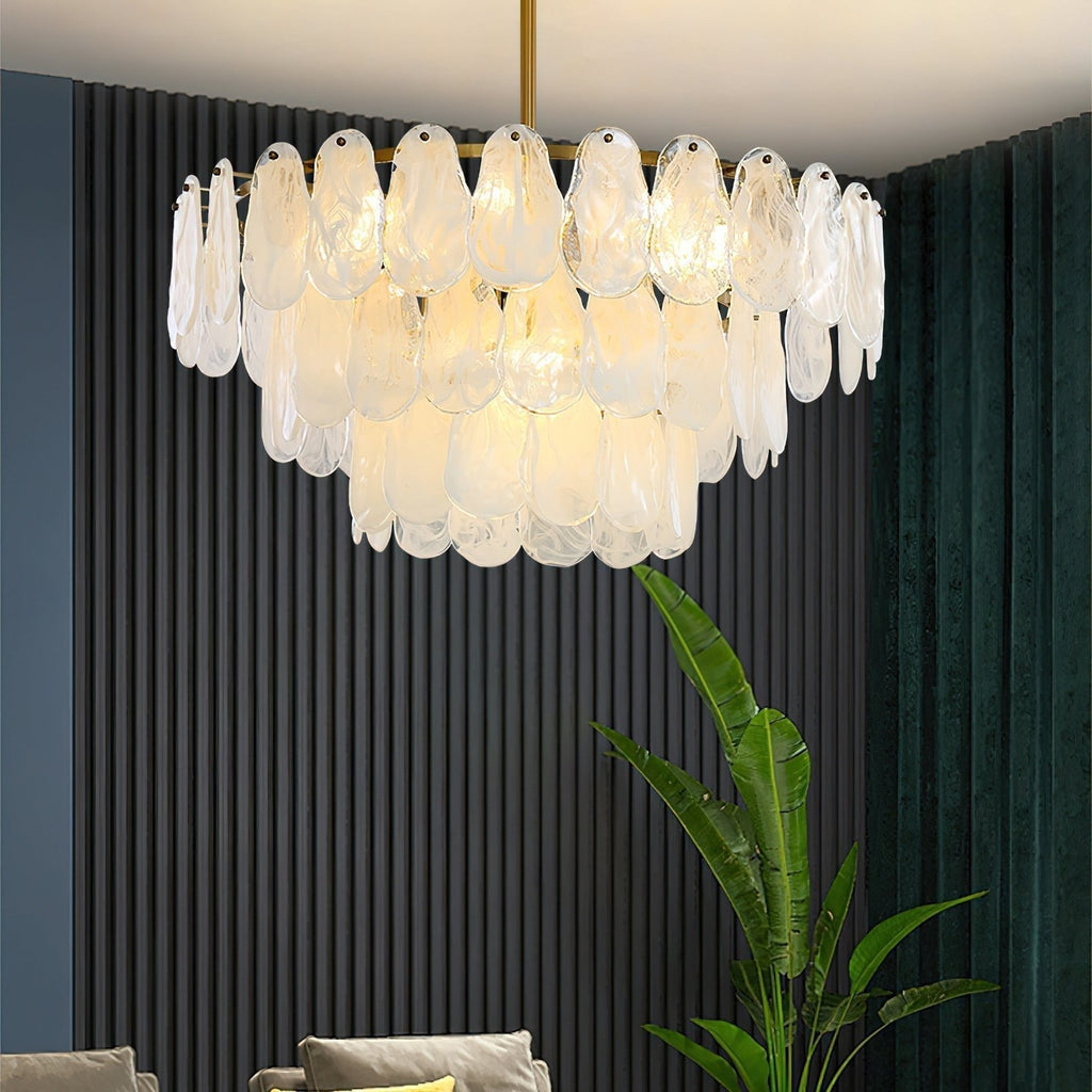 Zosolia Lustre Rond en Verre Nuageux de Luxe - Neutralighting