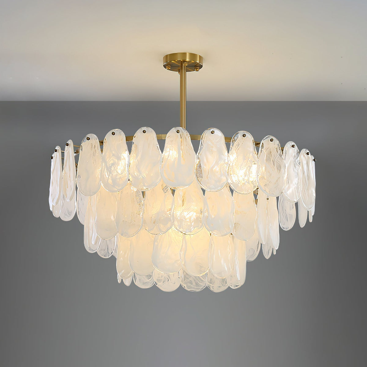 Zosolia Lustre Rond en Verre Nuageux de Luxe - Neutralighting