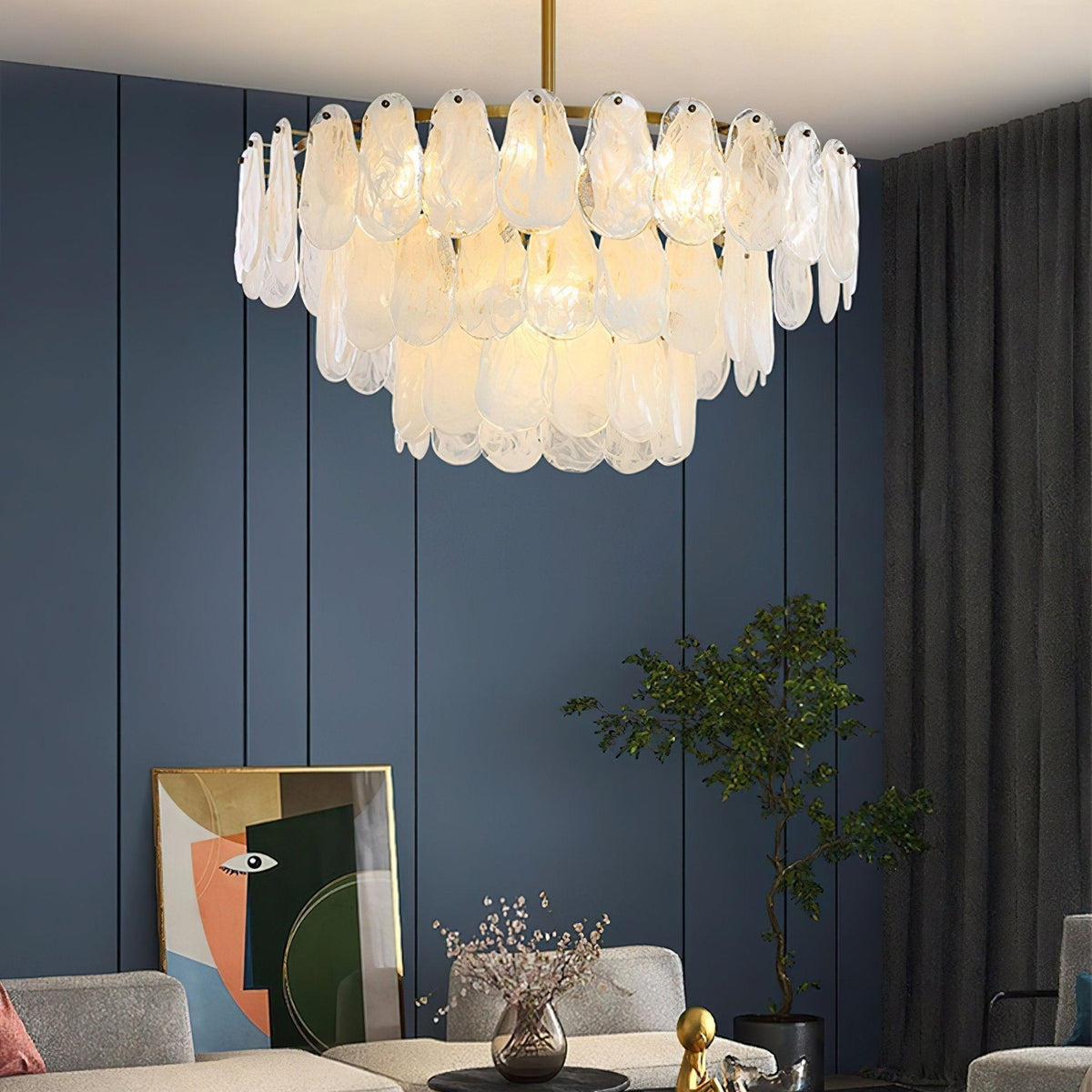 Zosolia Lustre Rond en Verre Nuageux de Luxe - Neutralighting