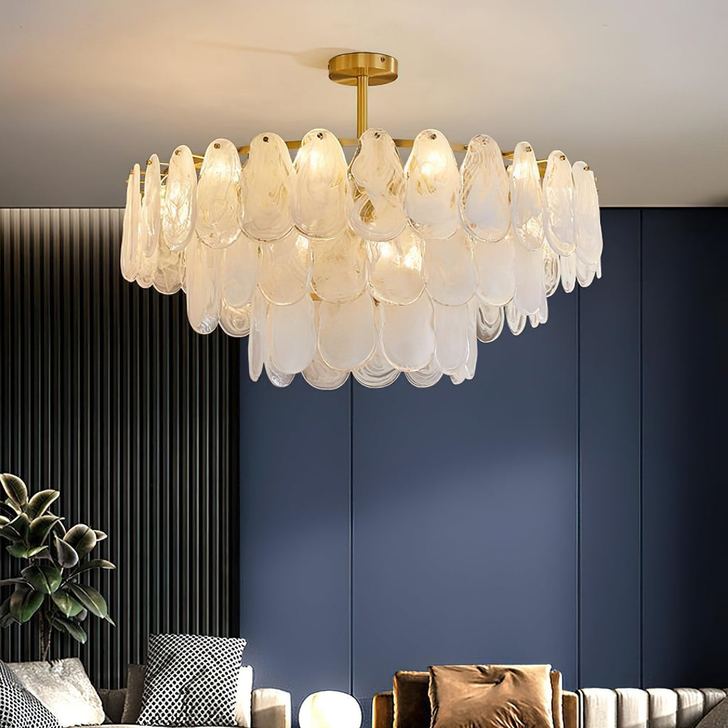 Zosolia Lustre Rond en Verre Nuageux de Luxe - Neutralighting