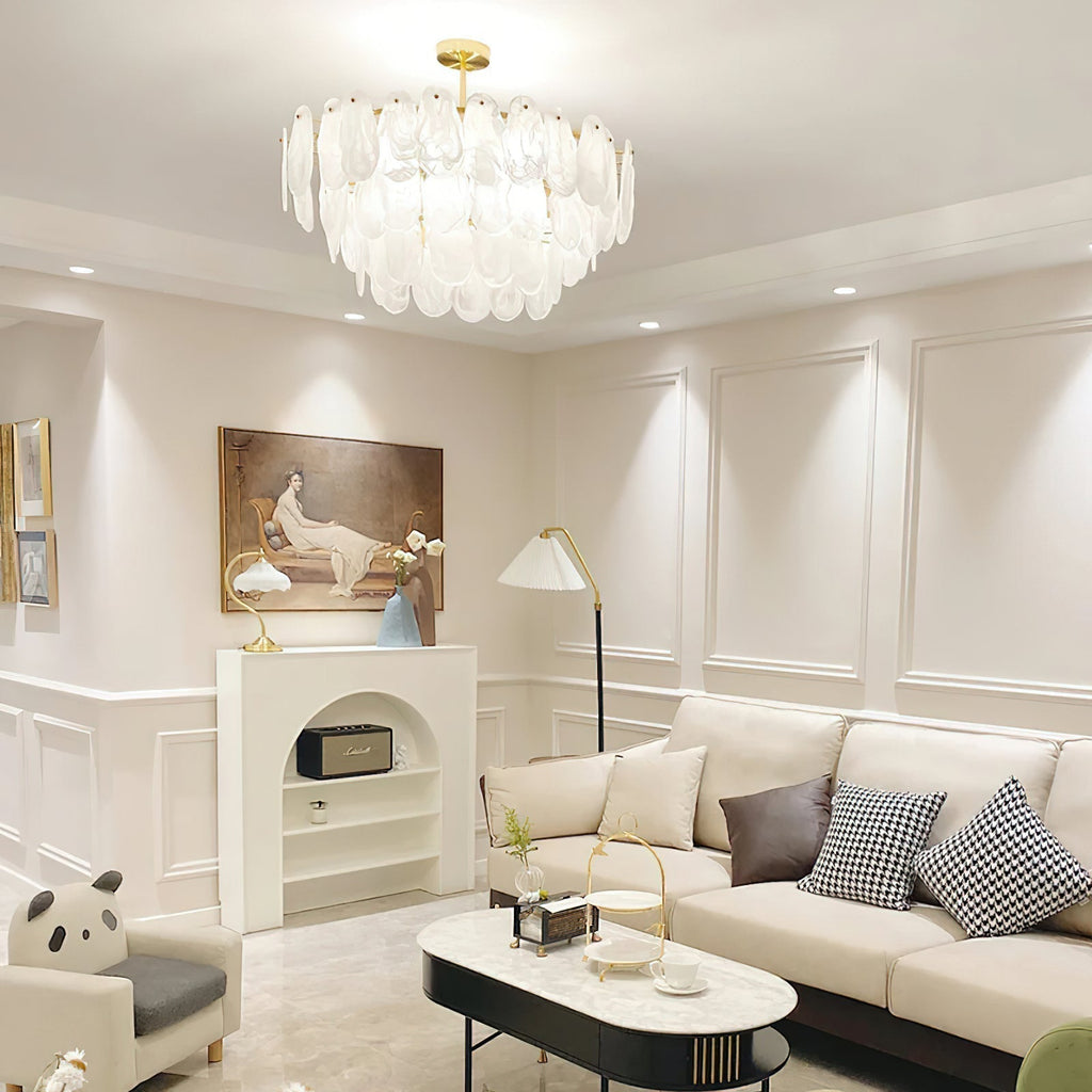 Zosolia Lustre Rond en Verre Nuageux de Luxe - Neutralighting