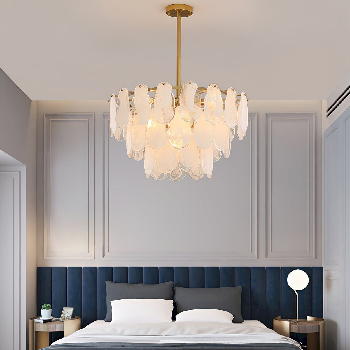 Zosolia Lustre Rond en Verre Nuageux de Luxe - Neutralighting