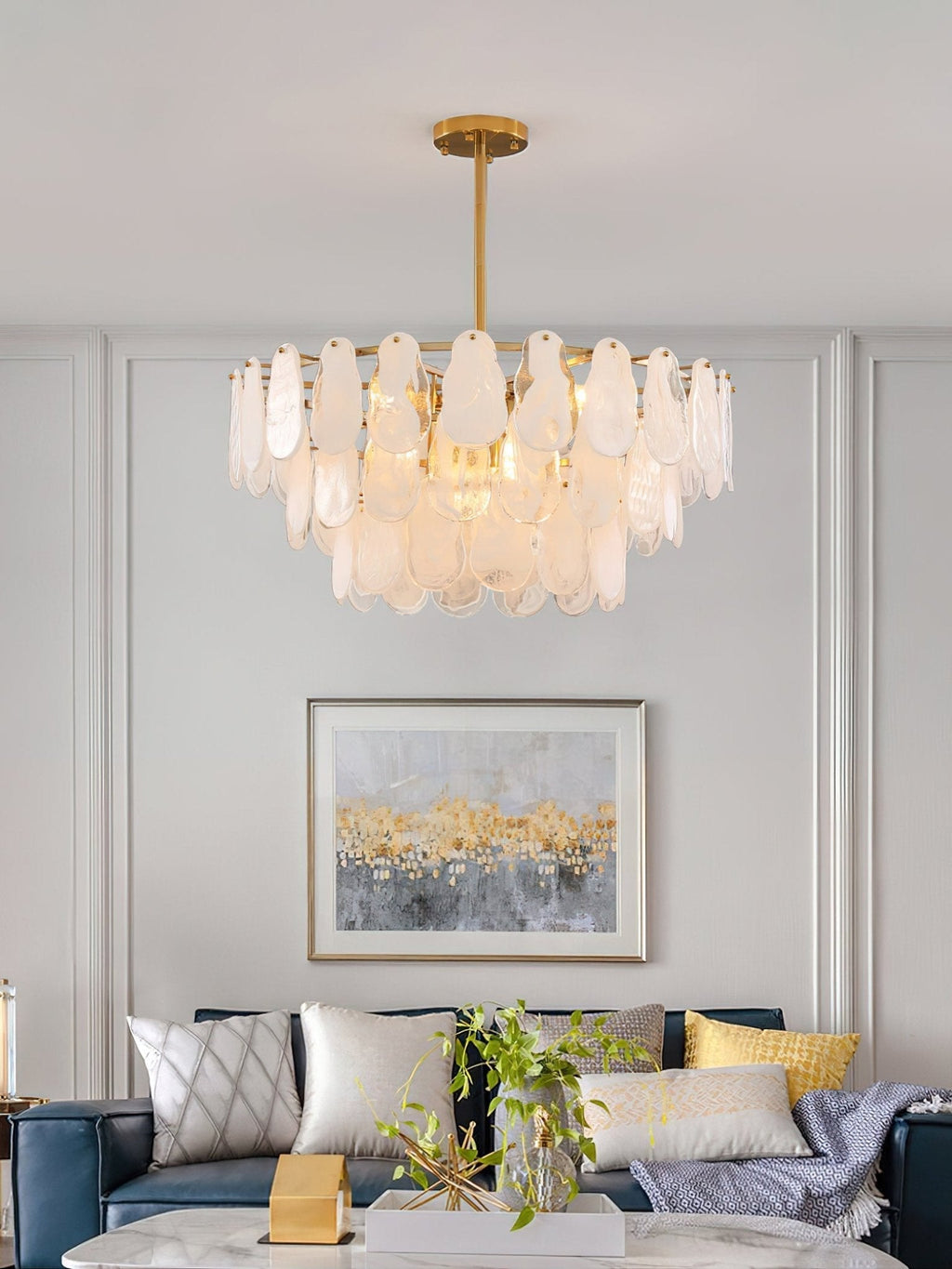 Zosolia Lustre Rond en Verre Nuageux de Luxe - Neutralighting