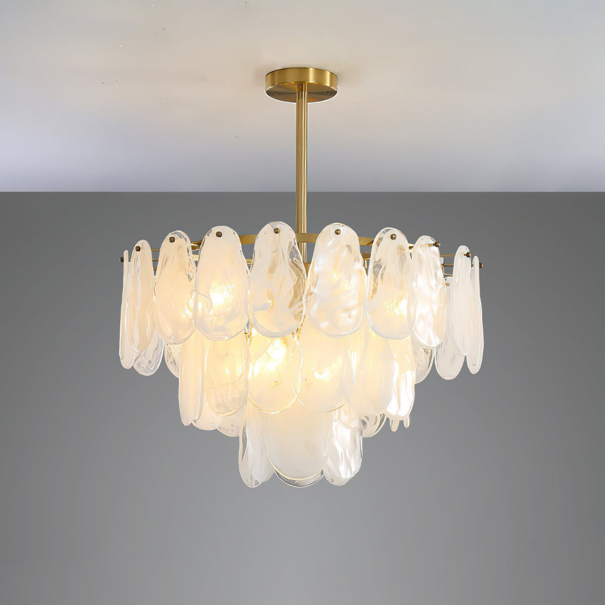 Zosolia Lustre Rond en Verre Nuageux de Luxe - Neutralighting