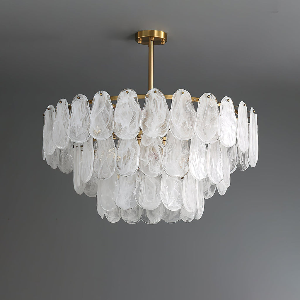 Zosolia Lustre Rond en Verre Nuageux de Luxe - Neutralighting