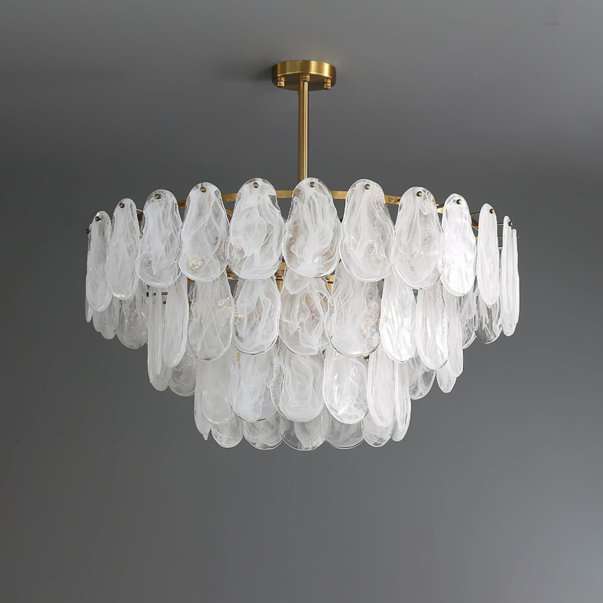 Zosolia Lustre Rond en Verre Nuageux de Luxe - Neutralighting