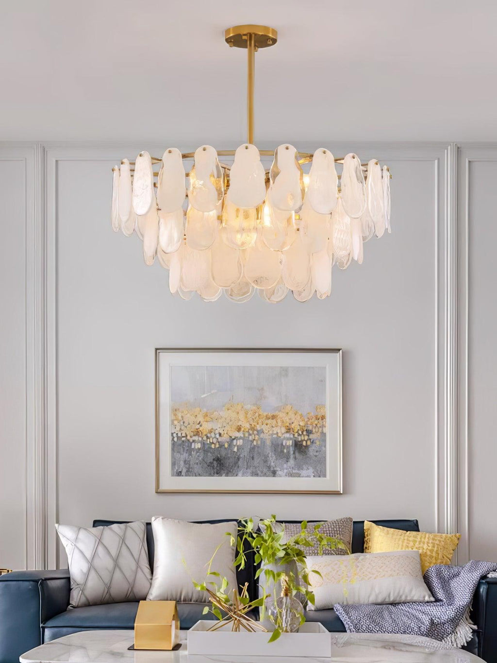 Zosolia Lustre Rond en Verre Nuageux de Luxe - Neutralighting