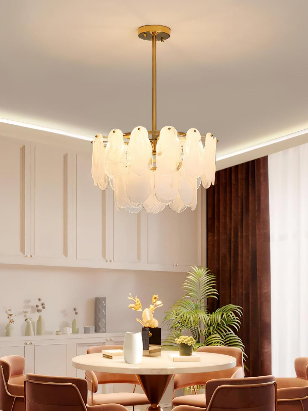 Zosolia Lustre Rond en Verre Nuageux de Luxe - Neutralighting