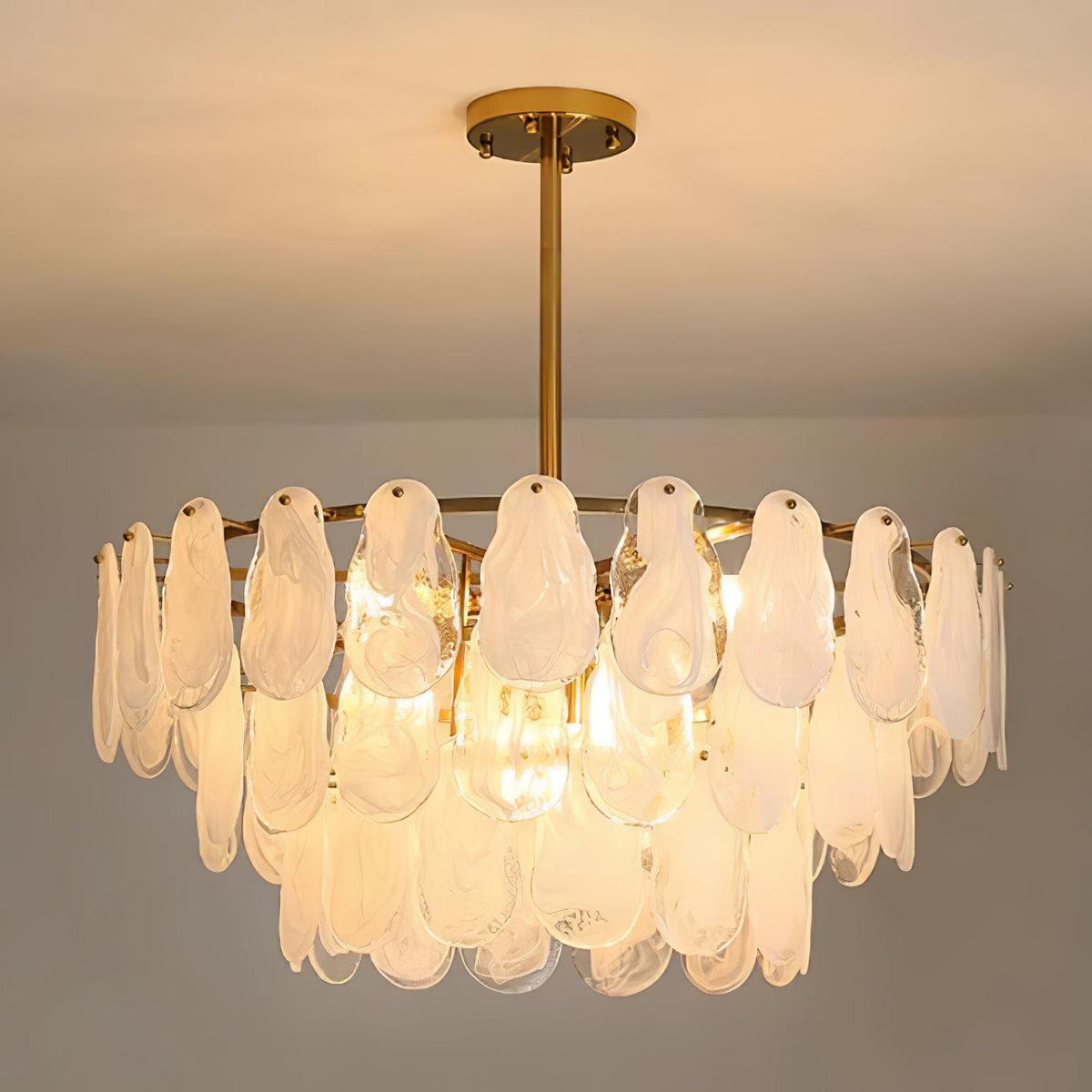 Zosolia Lustre Rond en Verre Nuageux de Luxe - Neutralighting