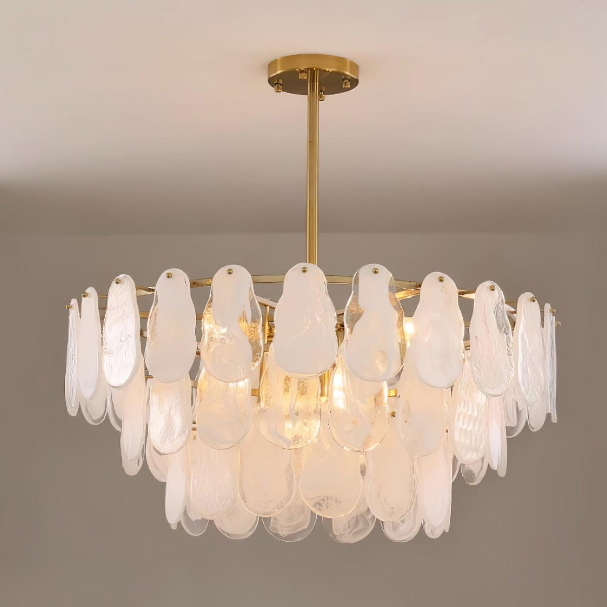 Zosolia Lustre Rond en Verre Nuageux de Luxe - Neutralighting