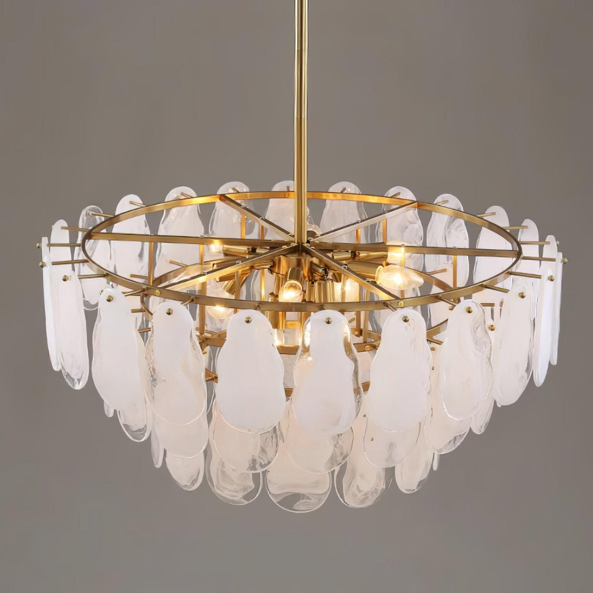 Zosolia Lustre Rond en Verre Nuageux de Luxe - Neutralighting