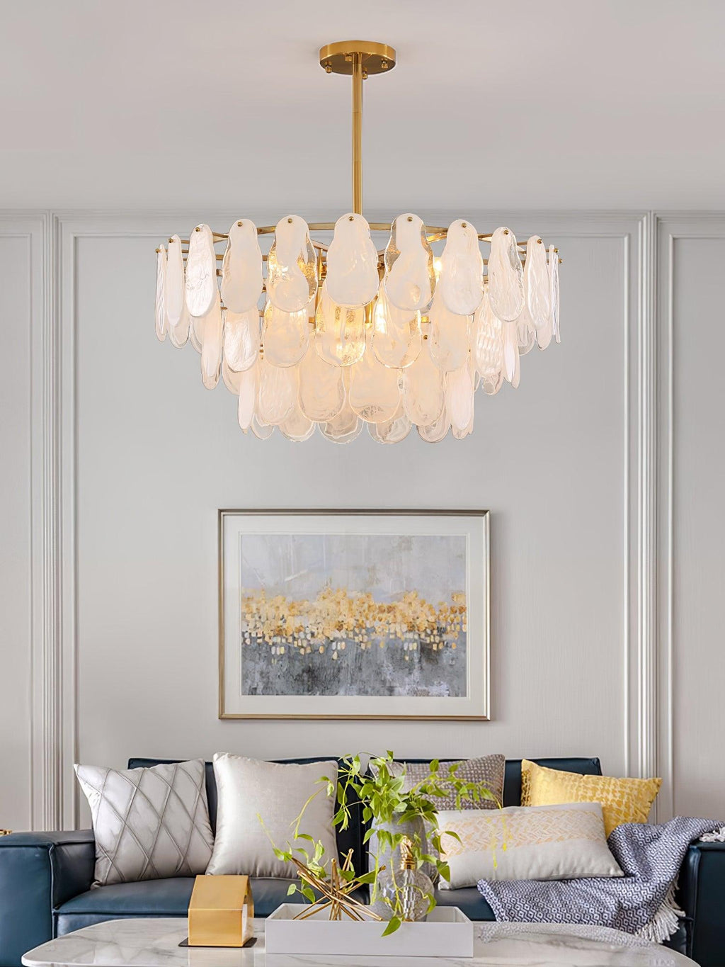 Zosolia Lustre Rond en Verre Nuageux de Luxe - Neutralighting