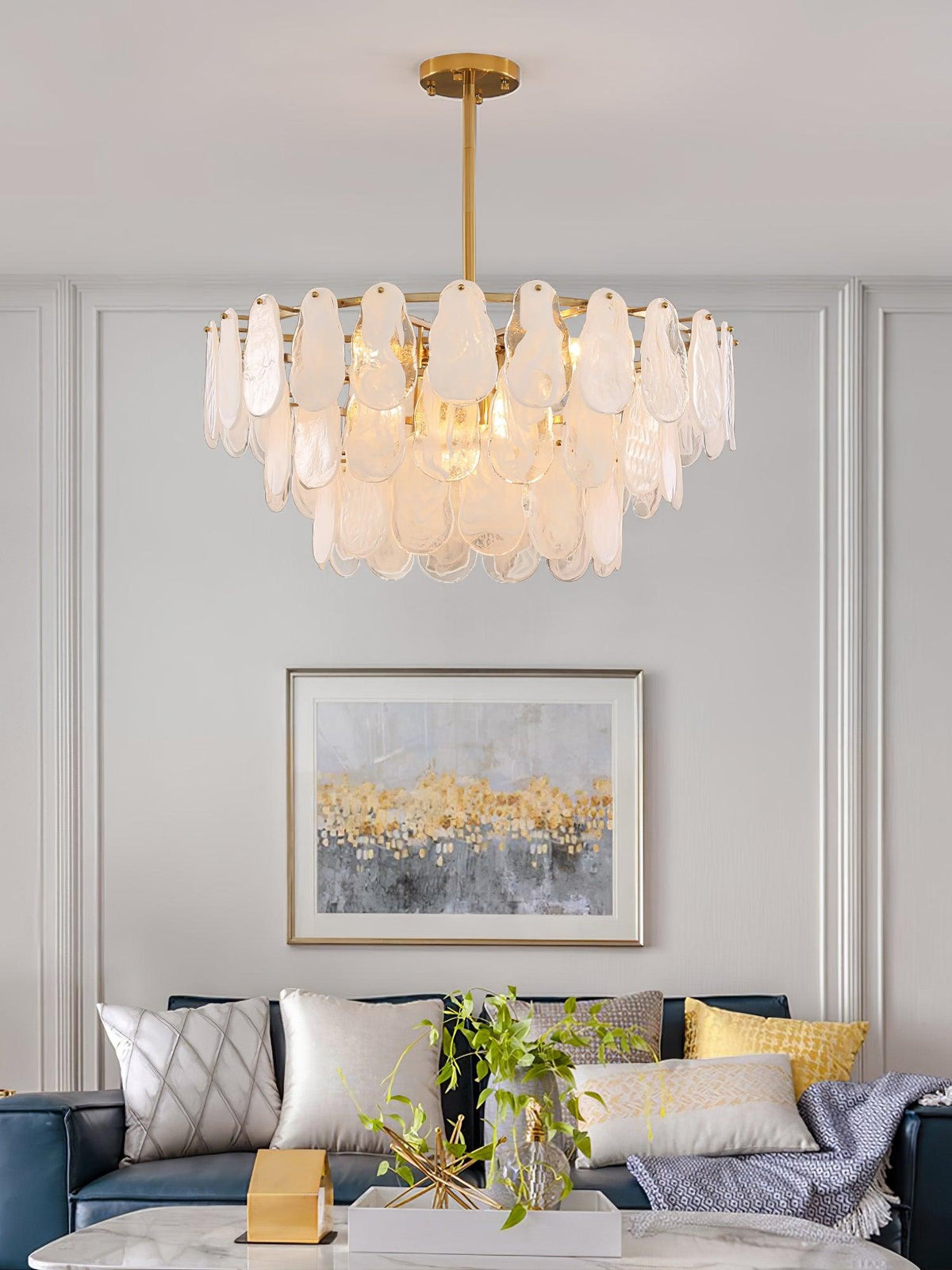 Zosolia Lustre Rond en Verre Nuageux de Luxe - Neutralighting