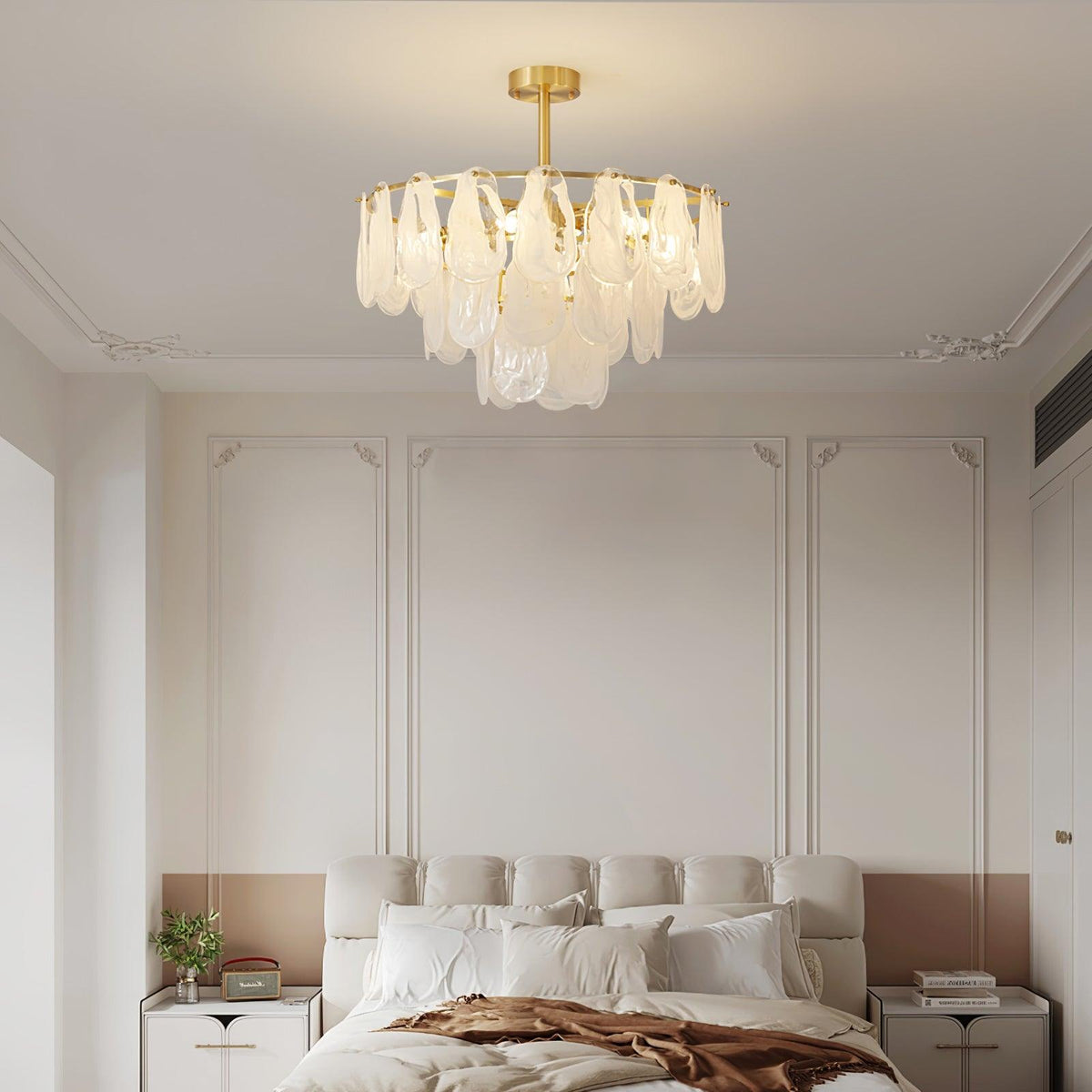 Zosolia Lustre Rond en Verre Nuageux de Luxe - Neutralighting