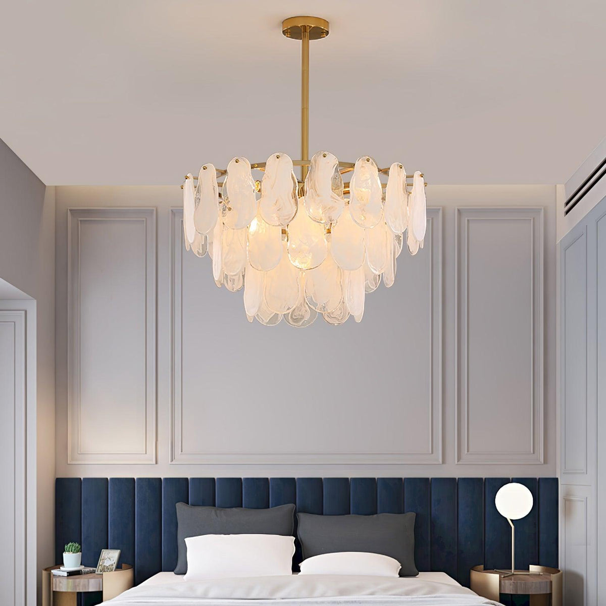Zosolia Lustre Rond en Verre Nuageux de Luxe - Neutralighting