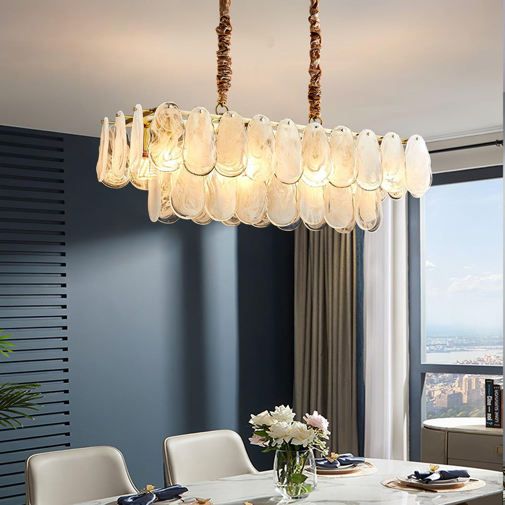 Zosolia Lustre Rond en Verre Nuageux de Luxe - Neutralighting