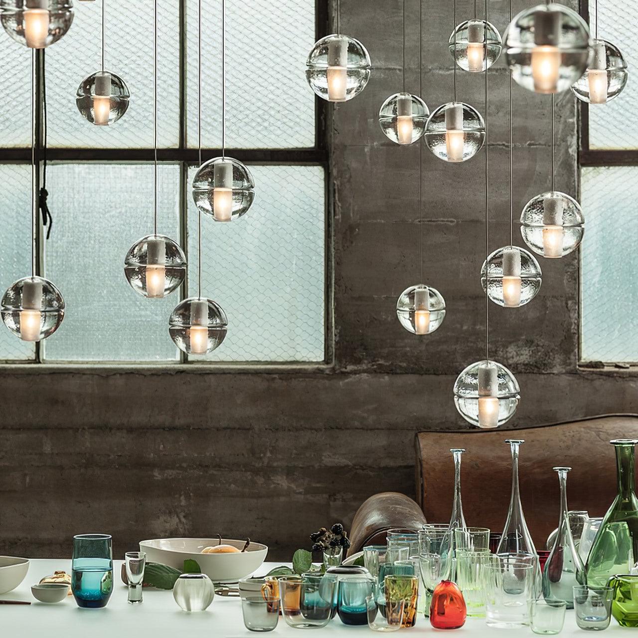 Round Lustre Groupe Suspendu Gouttes de Cristal - Neutralighting