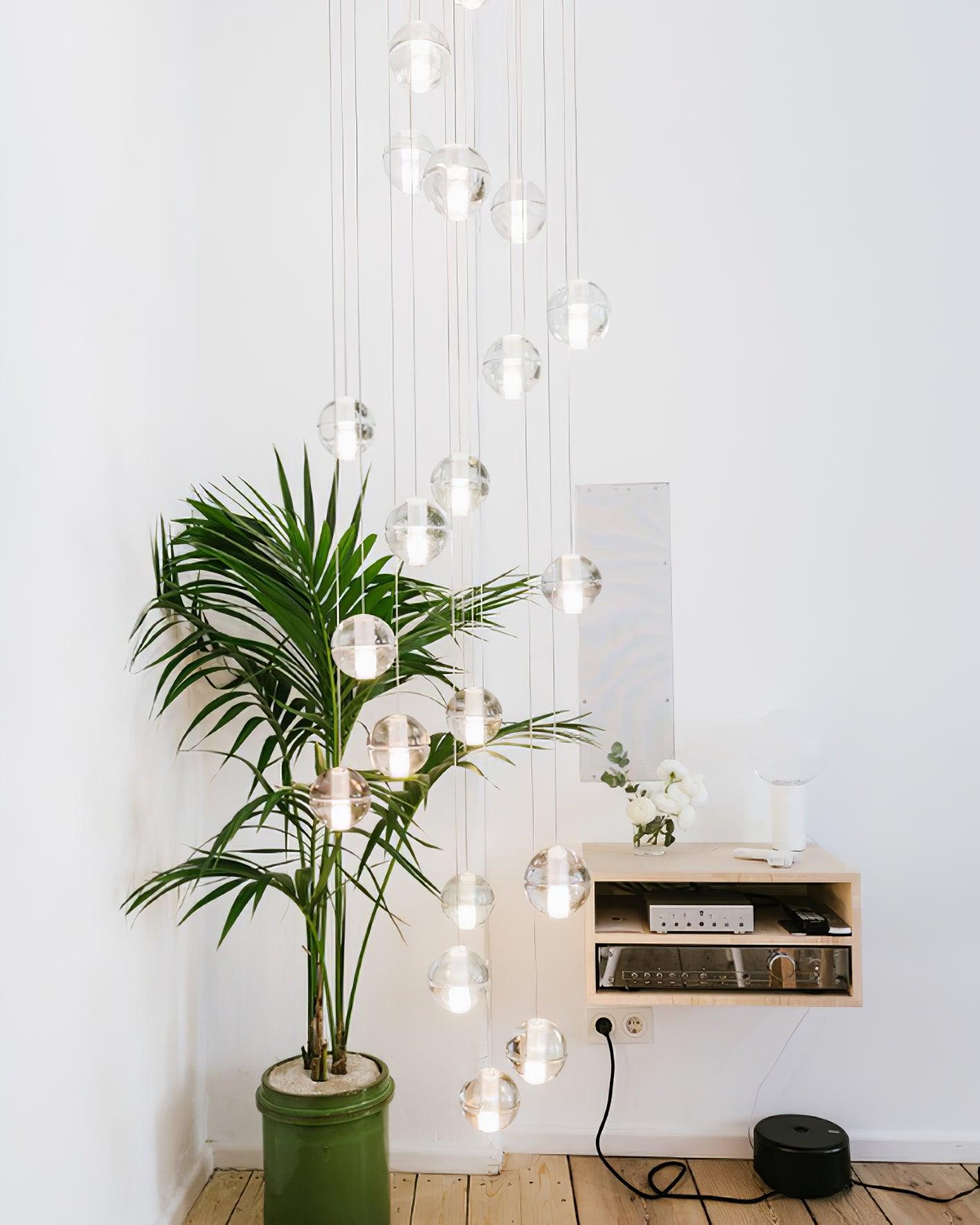 Round Lustre Groupe Suspendu Gouttes de Cristal - Neutralighting