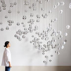 Round Lustre Groupe Suspendu Gouttes de Cristal - Neutralighting