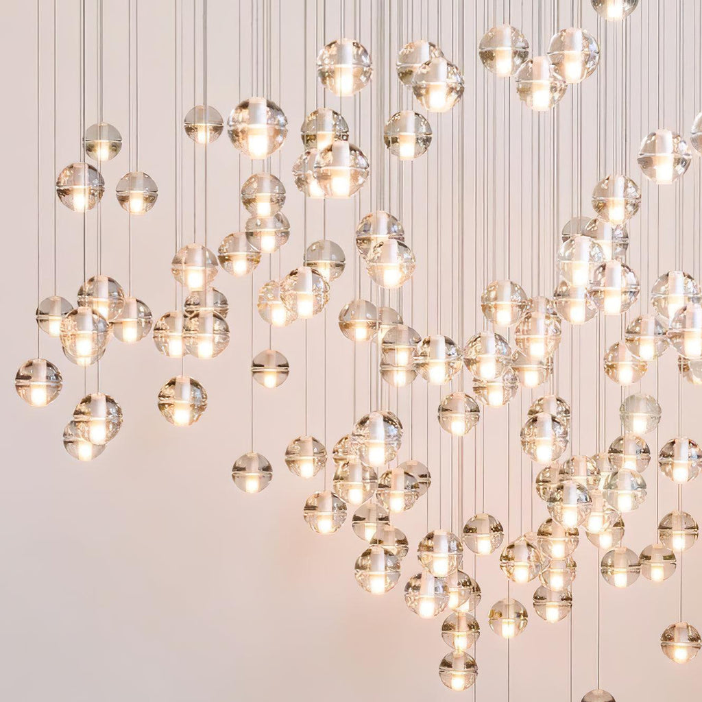 Round Lustre Groupe Suspendu Gouttes de Cristal - Neutralighting