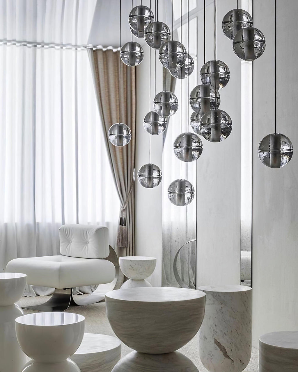 Round Lustre Groupe Suspendu Gouttes de Cristal - Neutralighting