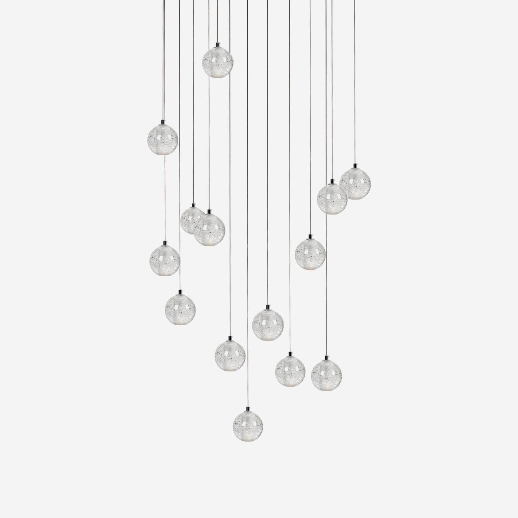 Round Lustre Groupe Suspendu Gouttes de Cristal - Neutralighting