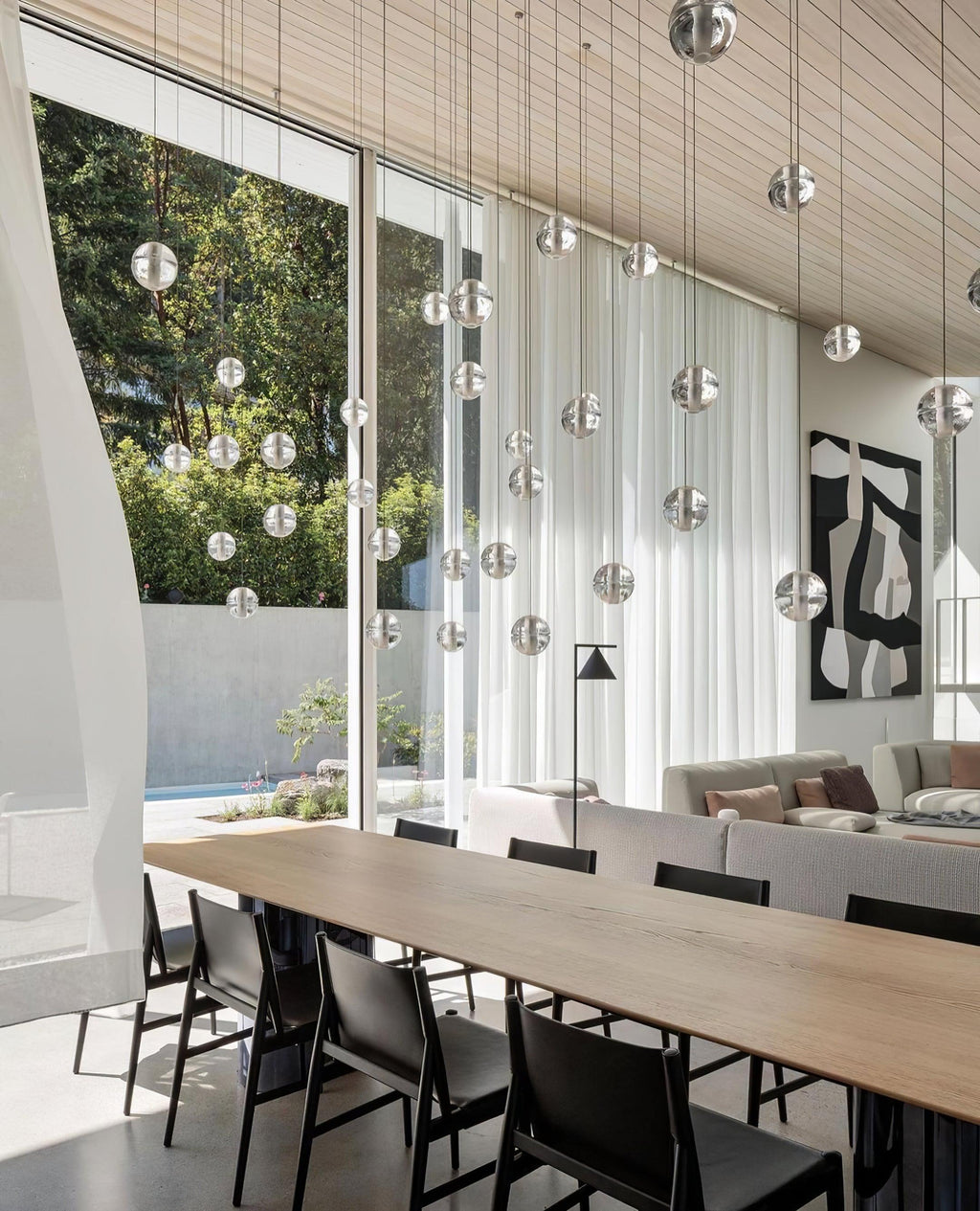 Round Lustre Groupe Suspendu Gouttes de Cristal - Neutralighting