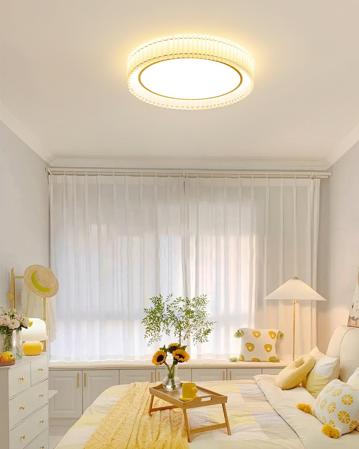 Corinila Plafonnier Ronde Plissée en Tissu - Neutralighting