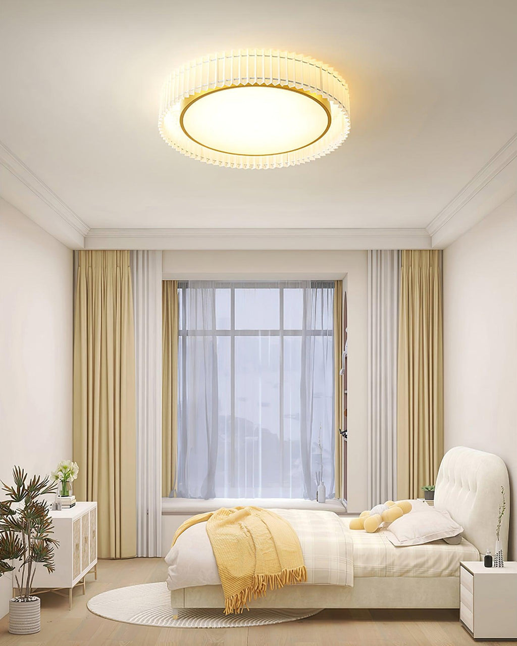 Corinila Plafonnier Ronde Plissée en Tissu - Neutralighting