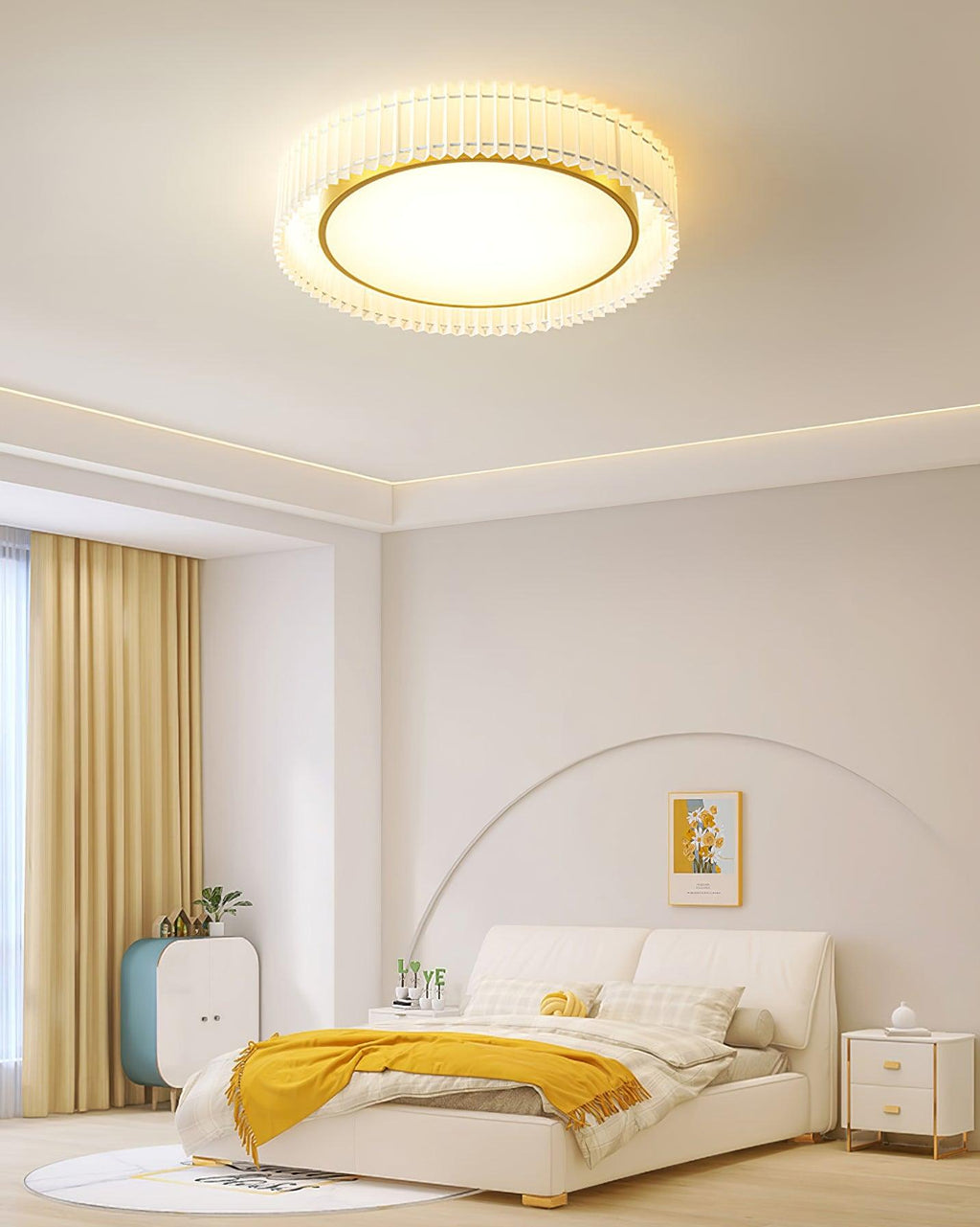 Corinila Plafonnier Ronde Plissée en Tissu - Neutralighting