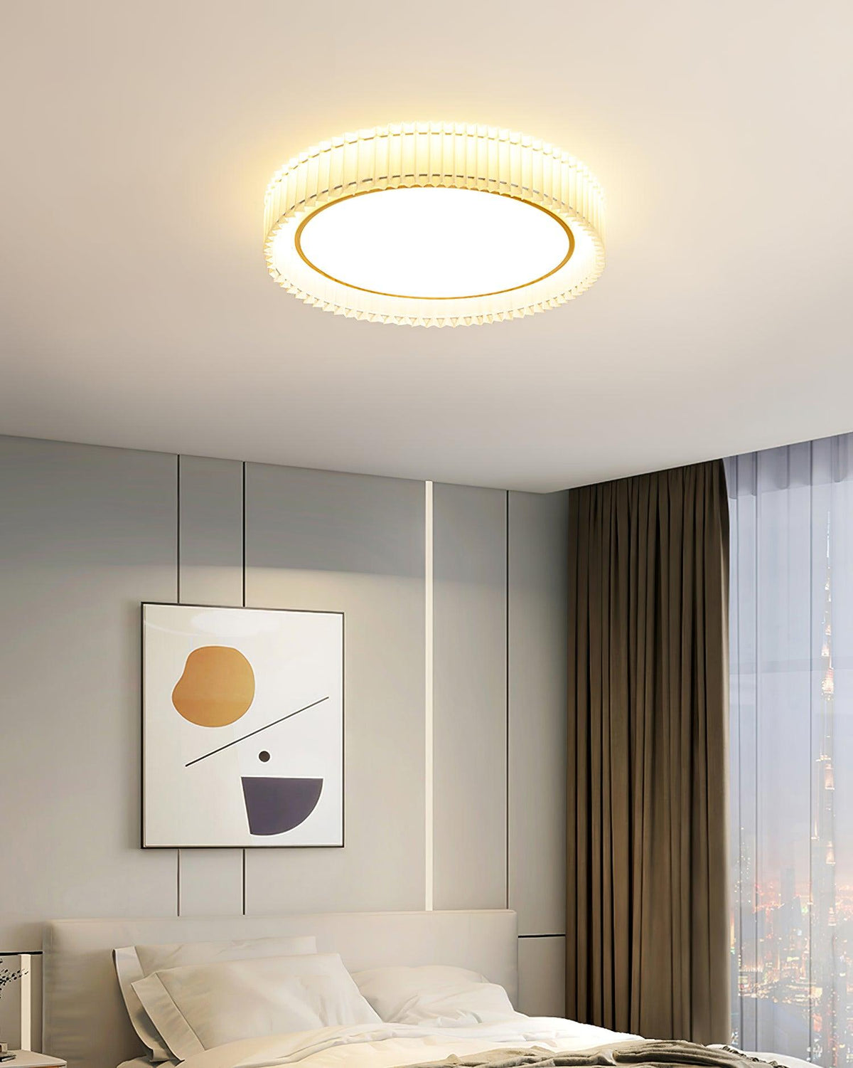 Corinila Plafonnier Ronde Plissée en Tissu - Neutralighting
