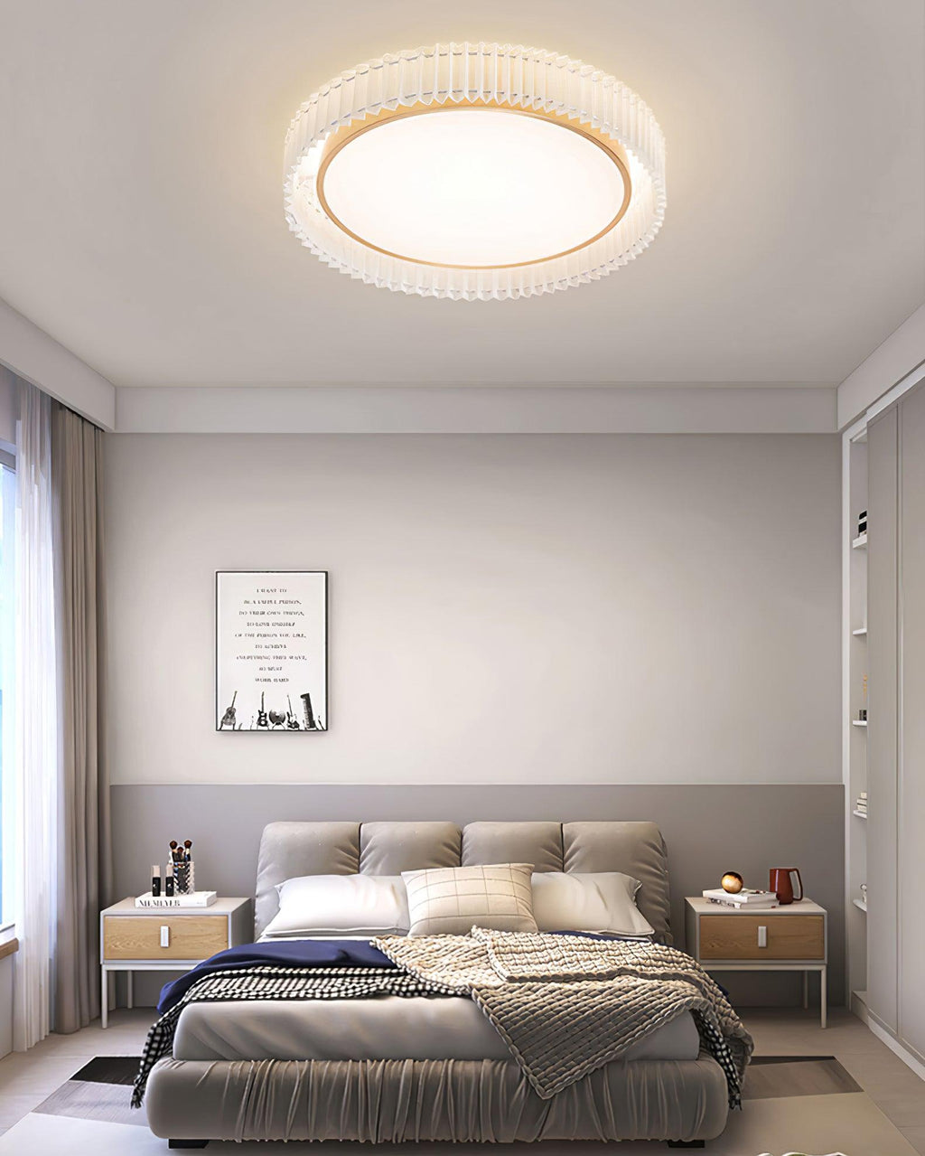 Corinila Plafonnier Ronde Plissée en Tissu - Neutralighting