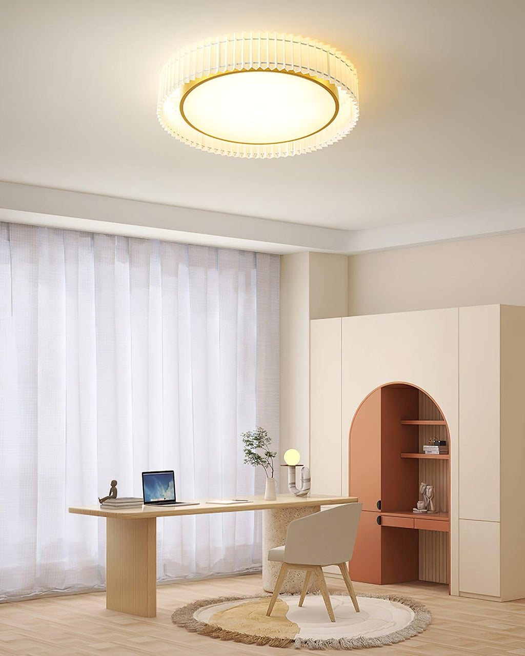 Corinila Plafonnier Ronde Plissée en Tissu - Neutralighting