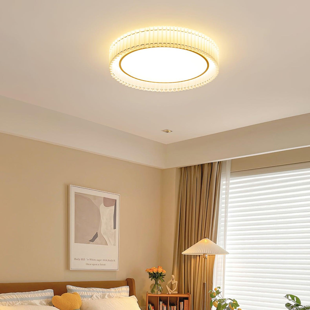 Corinila Plafonnier Ronde Plissée en Tissu - Neutralighting